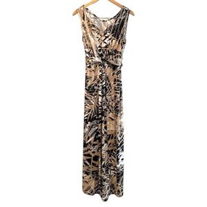 NY Collection Sleeveless Black Tan Maxi Dress Size Petite‎ Large